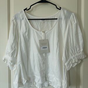 White Ruffled Women's Top